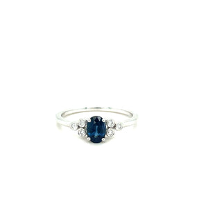 Sapphire & Bezel-Set Diamonds Ring