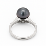14K White Gold Tahitian Pearl & Diamond Ring