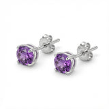 Round Amethyst Stud Earrings