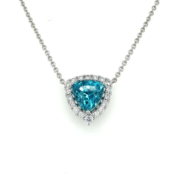 Blue Zircon & Diamond Necklace