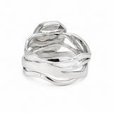 Large Oval Pearl Ring with Wavy Multi-Strand Band