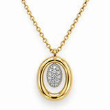 14 Karat Yellow & White Gold Diamond Oval Pendant Necklace