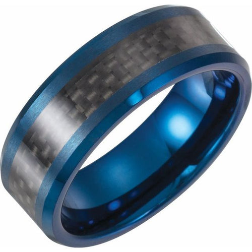 Men's Blue Enameled Tungsten Band