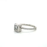 14KW Cushion-Cut Bezel Diamond Engagement Ring
