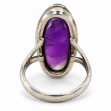 Sterling Silver Elongated Oval Amethyst Ring