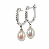 Pearl & CZ Drop Earrings