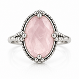 Sterling Silver Oval Rose Quartz Ring