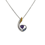 Sterling Silver & Gold Inlay Amethyst and Sapphire Pendant