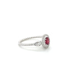 14KW Twisted Band Ruby w/ Diamond Halo Ring