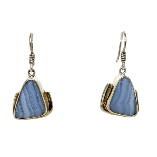 Blue Lace Agate Dangle Earrings