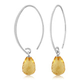 Silver Citrine Threader Earrings