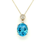 4.87CT Blue Topaz & Diamond Cluster Pendant