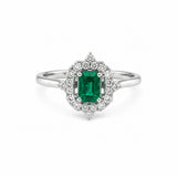 Emerald Cut Emerald & Diamond Ring