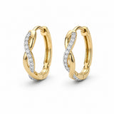 Yellow Gold Twisted Diamond Hoop Earrings
