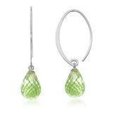 Silver Peridot Simple Sweep Drop Earrings