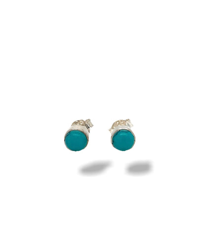 Turquoise Bezel Set Stud Earrings