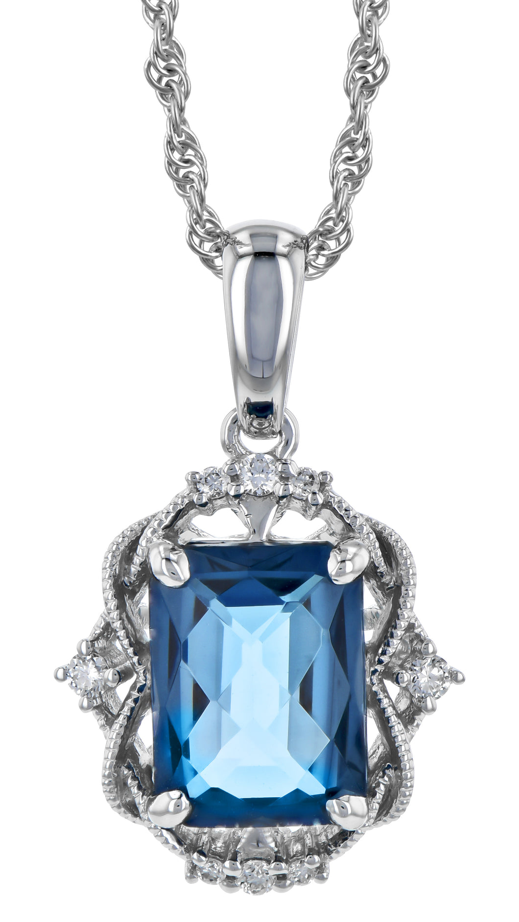 14KW London Blue Topaz & Diamond Necklace