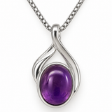 Sterling Silver Oval Amethyst Teardrop Pendant