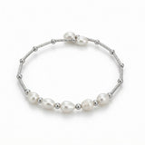 Cultured White Pearls Silver Tone Bracelet