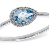 14K White Gold Aquamarine & Diamond Ring